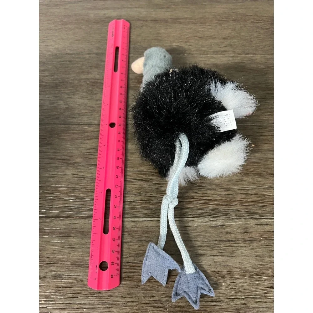 Vintage K&M International Ostrich Plush 1994 Black Grey Bird Stuffed Animal Tag